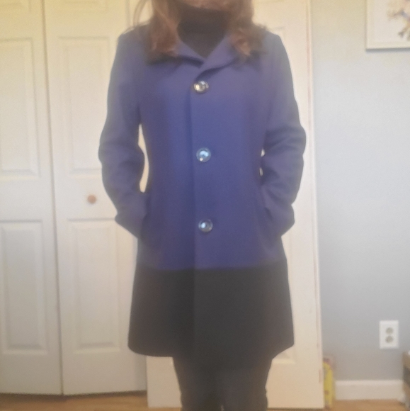 Coldwater Creek Color Block Wool Blend Coat - Picture 7 of 7